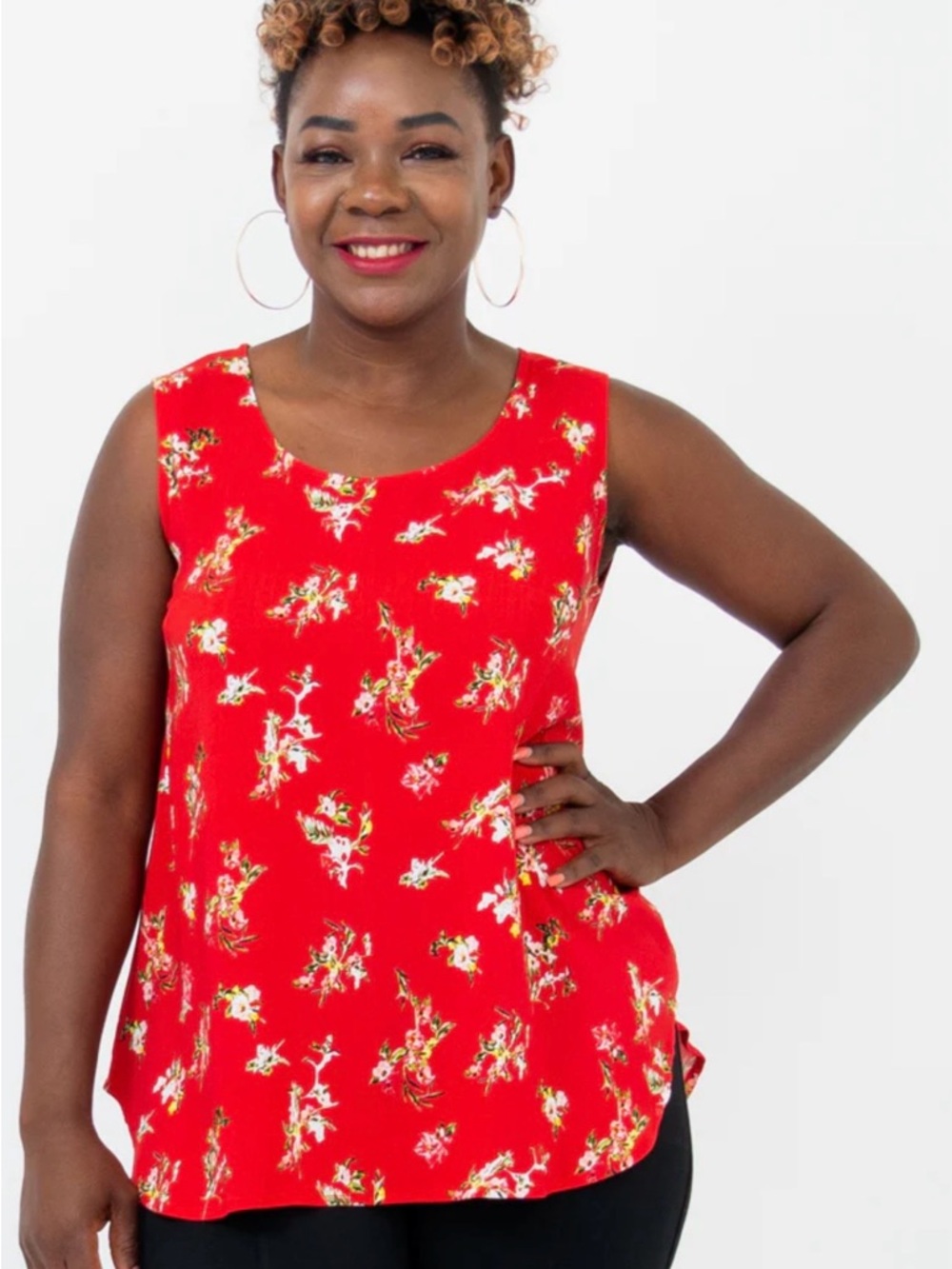 Red Floral Sleeveless Women’s Tank Top